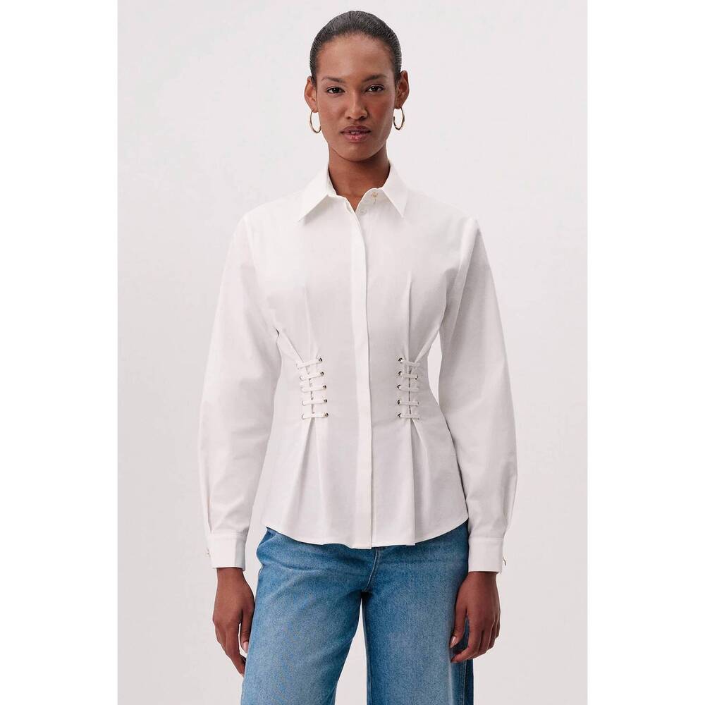 NEW EXQUISE miya cuffed shirt in white